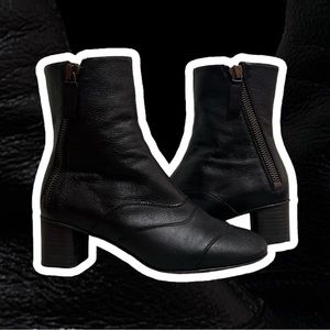 Chloe Lexie Mid Booties Seamed Black Leather 39 Perfect Fall Boot Excellent